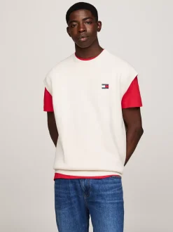 Swetry Z Okrągłym Dekoltem|Dzianina*Tommy Hilfiger Dzianinowa Kamizelka Z Naszywką Tommy NEWSPRINT