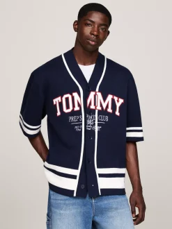 Swetry|Dzianina*Tommy Hilfiger Dzianinowa Koszula Baseballowa Unisex EMPIRE NAVY