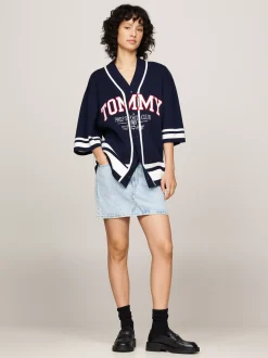 Swetry|Dzianina*Tommy Hilfiger Dzianinowa Koszula Baseballowa Unisex EMPIRE NAVY