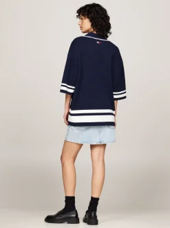 Swetry|Dzianina*Tommy Hilfiger Dzianinowa Koszula Baseballowa Unisex EMPIRE NAVY