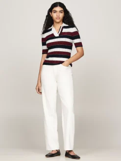 Swetry|Dzianina*Tommy Hilfiger Dzianinowa Koszulka Polo Z Emblematem ECRU/MULTI