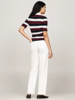 Swetry|Dzianina*Tommy Hilfiger Dzianinowa Koszulka Polo Z Emblematem ECRU/MULTI