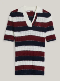 Swetry|Dzianina*Tommy Hilfiger Dzianinowa Koszulka Polo Z Emblematem ECRU/MULTI