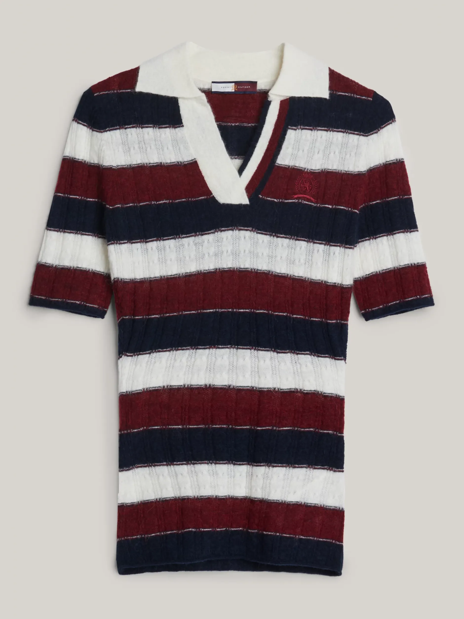 Swetry|Dzianina*Tommy Hilfiger Dzianinowa Koszulka Polo Z Emblematem ECRU/MULTI