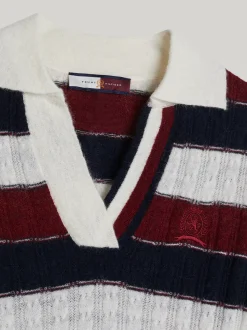 Swetry|Dzianina*Tommy Hilfiger Dzianinowa Koszulka Polo Z Emblematem ECRU/MULTI