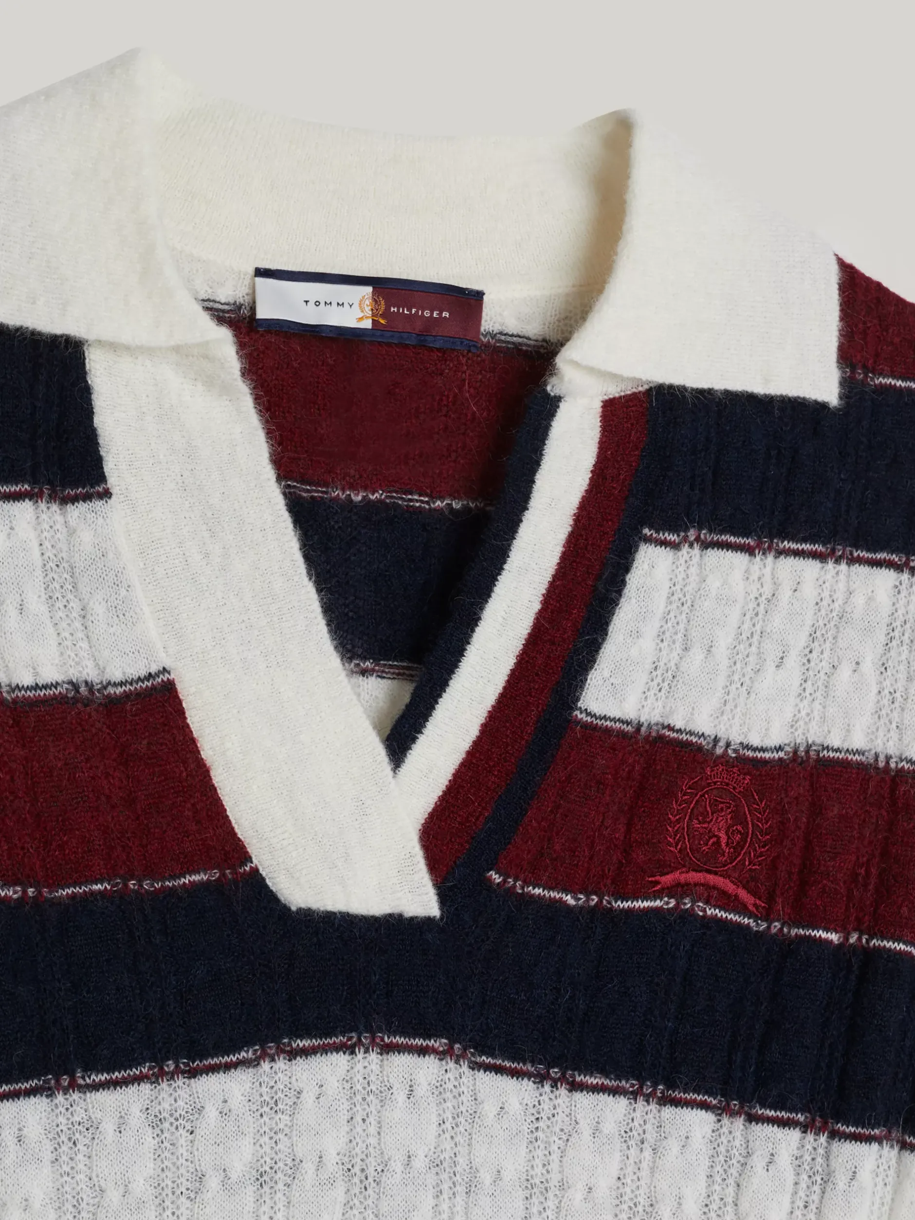 Swetry|Dzianina*Tommy Hilfiger Dzianinowa Koszulka Polo Z Emblematem ECRU/MULTI