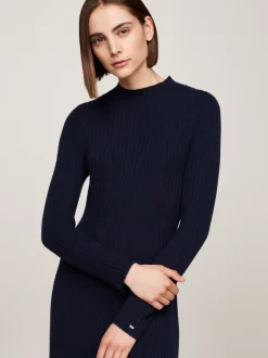 Sukienki*Tommy Hilfiger Dzianinowa Sukienka Midi Z Kaszmirem DESERT SKY