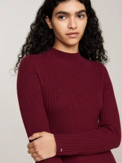 Sukienki*Tommy Hilfiger Dzianinowa Sukienka Midi Z Kaszmirem DEEP ROUGE