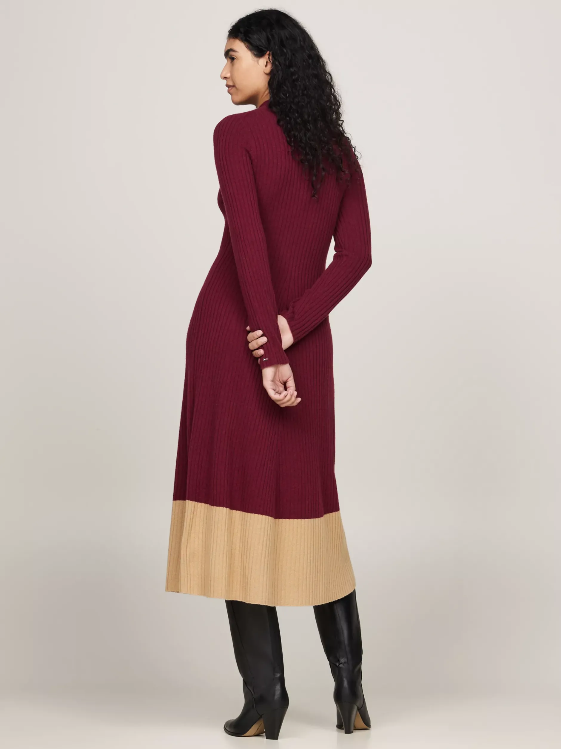 Sukienki*Tommy Hilfiger Dzianinowa Sukienka Midi Z Kaszmirem DEEP ROUGE