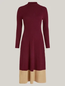 Sukienki*Tommy Hilfiger Dzianinowa Sukienka Midi Z Kaszmirem DEEP ROUGE