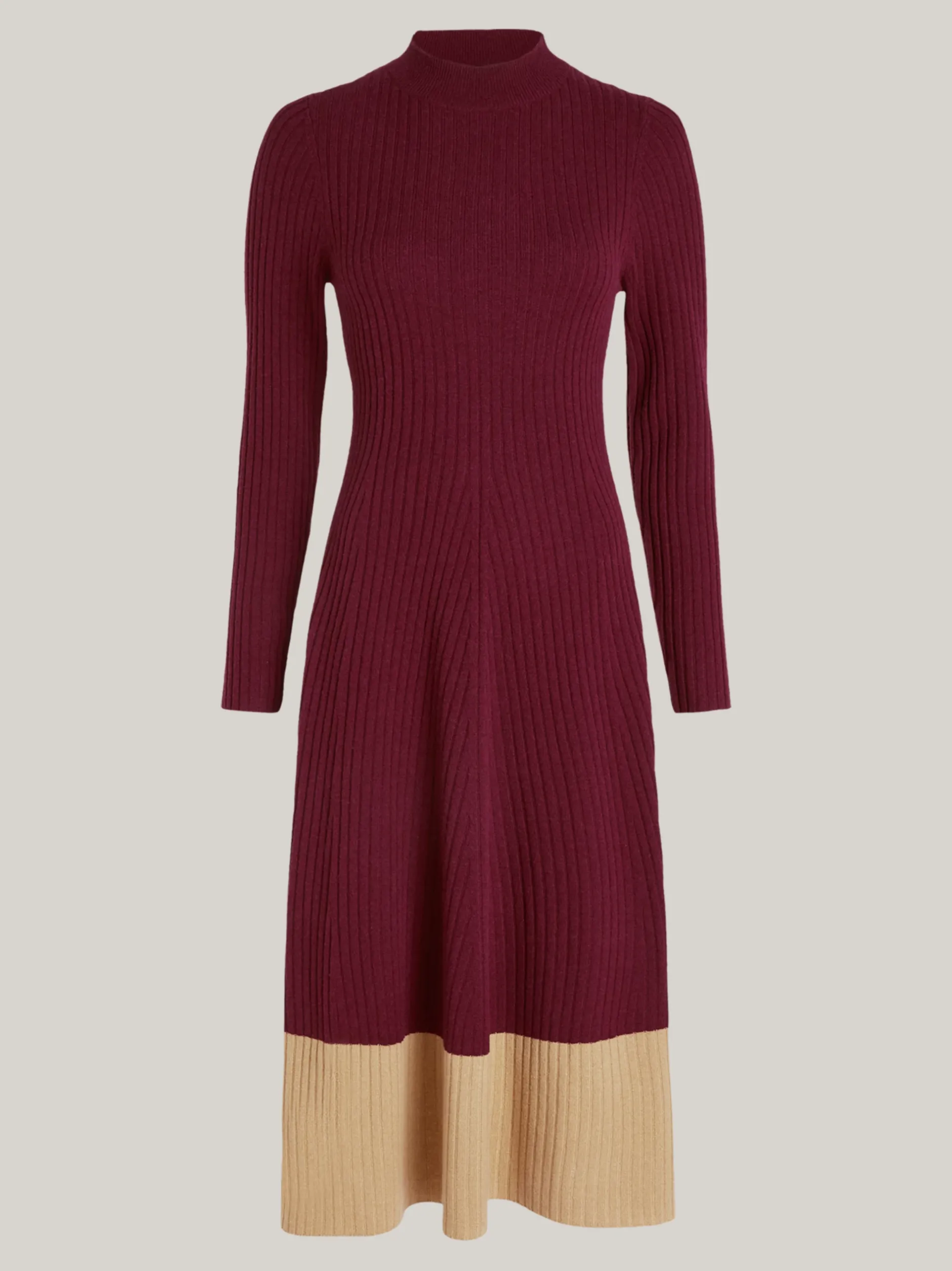 Sukienki*Tommy Hilfiger Dzianinowa Sukienka Midi Z Kaszmirem DEEP ROUGE