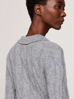 Sukienki*Tommy Hilfiger Dzianinowa Sukienka Polo O Długości Mini MEDIUM HEATHER GREY
