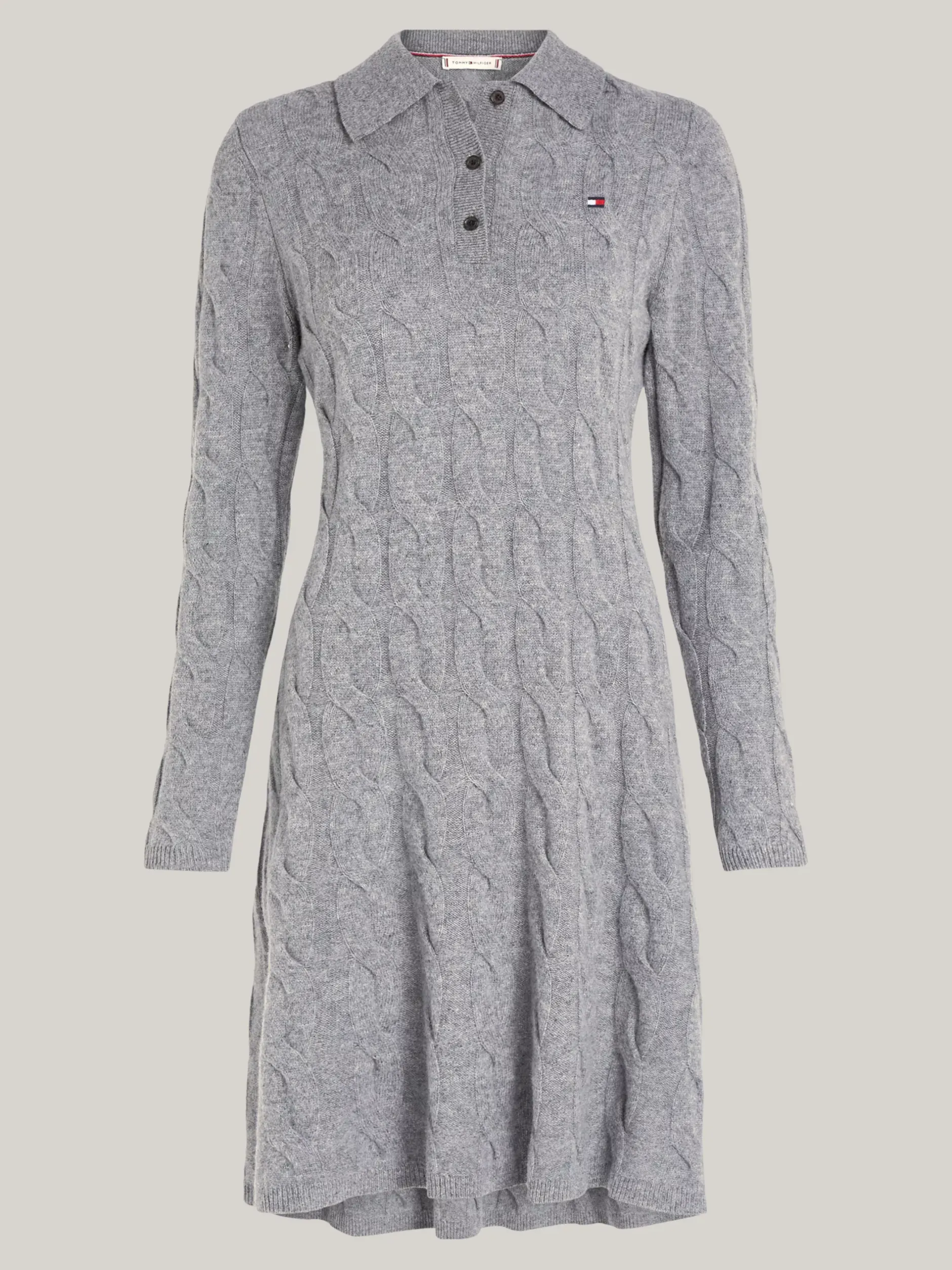Sukienki*Tommy Hilfiger Dzianinowa Sukienka Polo O Długości Mini MEDIUM HEATHER GREY