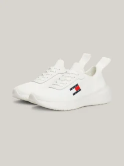 Sneakersy*Tommy Hilfiger Dzianinowe Buty Sportowe Z Logo ECRU
