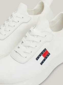 Sneakersy*Tommy Hilfiger Dzianinowe Buty Sportowe Z Logo ECRU