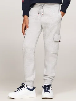 Spodnie I Szorty*Tommy Hilfiger Dzianinowe Joggery W Stylu Bojówek LIGHT GREY HEATHER