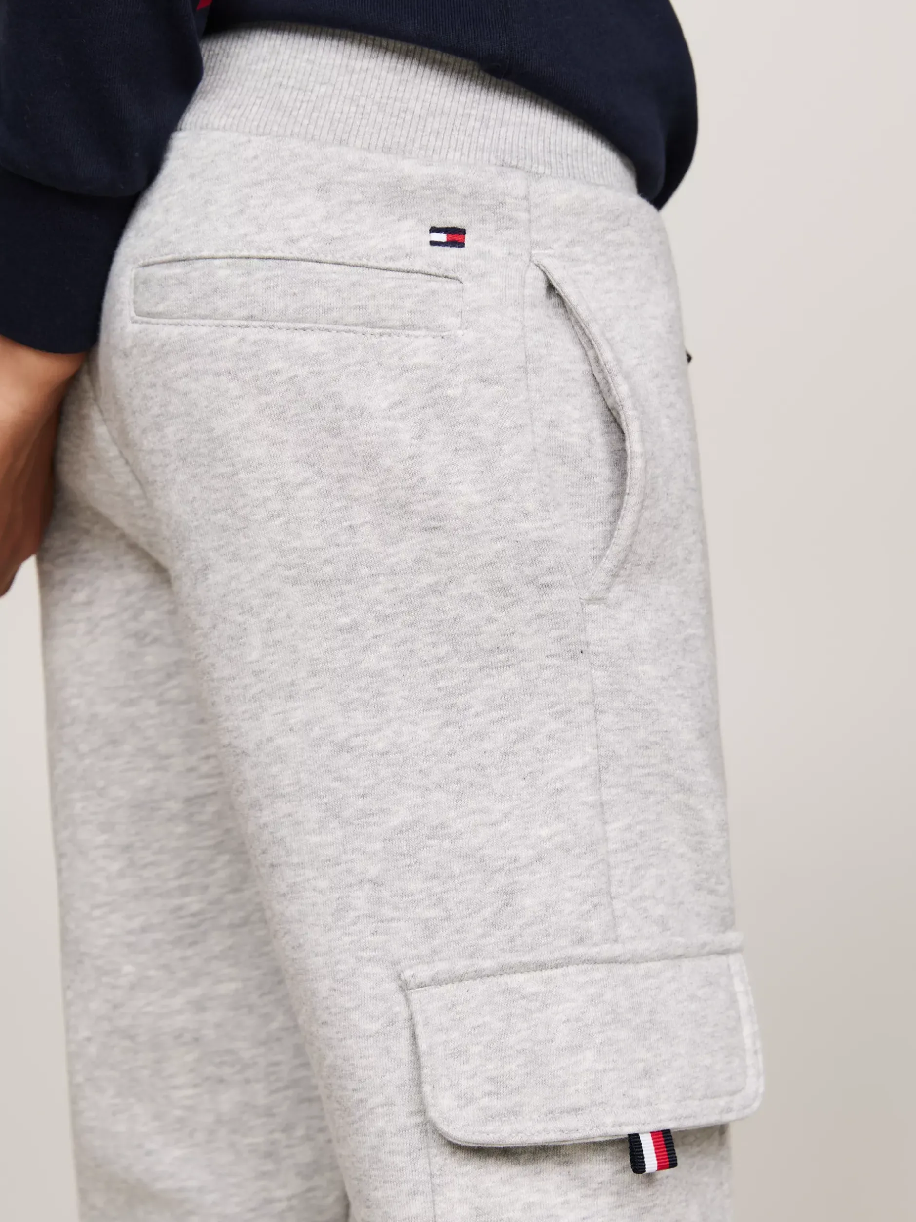 Spodnie I Szorty*Tommy Hilfiger Dzianinowe Joggery W Stylu Bojówek LIGHT GREY HEATHER