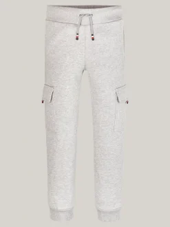 Spodnie I Szorty*Tommy Hilfiger Dzianinowe Joggery W Stylu Bojówek LIGHT GREY HEATHER