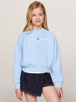 Bluzy Dresowe I Z Kapturem*Tommy Hilfiger Dzianinowy Sweter Essential O Regularnym Kroju VESSEL BLUE