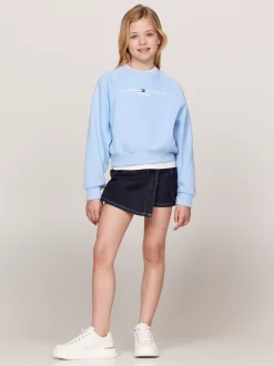 Bluzy Dresowe I Z Kapturem*Tommy Hilfiger Dzianinowy Sweter Essential O Regularnym Kroju VESSEL BLUE