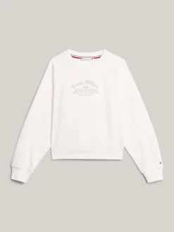 Bluzy Dresowe I Z Kapturem*Tommy Hilfiger Dzianinowy Sweter W Kwiaty ANCIENT WHITE