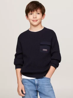 Dzianina*Tommy Hilfiger Dzianinowy Sweter W Stylu Utility DESERT SKY
