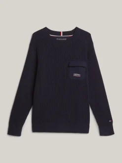 Dzianina*Tommy Hilfiger Dzianinowy Sweter W Stylu Utility DESERT SKY
