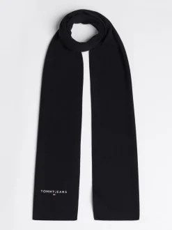 Czapki I Szaliki*Tommy Hilfiger Dzianinowy Szalik Z Haftowanym Logo BLACK