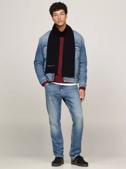 Czapki I Szaliki*Tommy Hilfiger Dzianinowy Szalik Z Haftowanym Logo BLACK