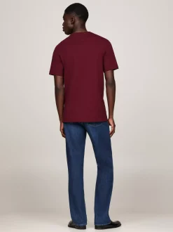 T-Shirty*Tommy Hilfiger Ekskluzywny T-shirt Z Flagą Hilfiger DEEP ROUGE