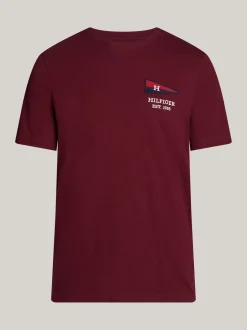 T-Shirty*Tommy Hilfiger Ekskluzywny T-shirt Z Flagą Hilfiger DEEP ROUGE