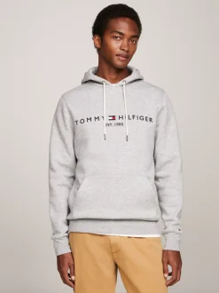 Bluzy Dresowe & Z Kapturem*Tommy Hilfiger Elastyczna Bluza Z Kapturem I Logo CLOUD HTR