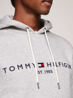 Bluzy Dresowe & Z Kapturem*Tommy Hilfiger Elastyczna Bluza Z Kapturem I Logo CLOUD HTR