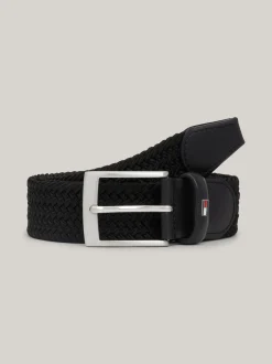 Paski*Tommy Hilfiger Elastyczny Parciany Pasek Adan Z Plecionką BLACK