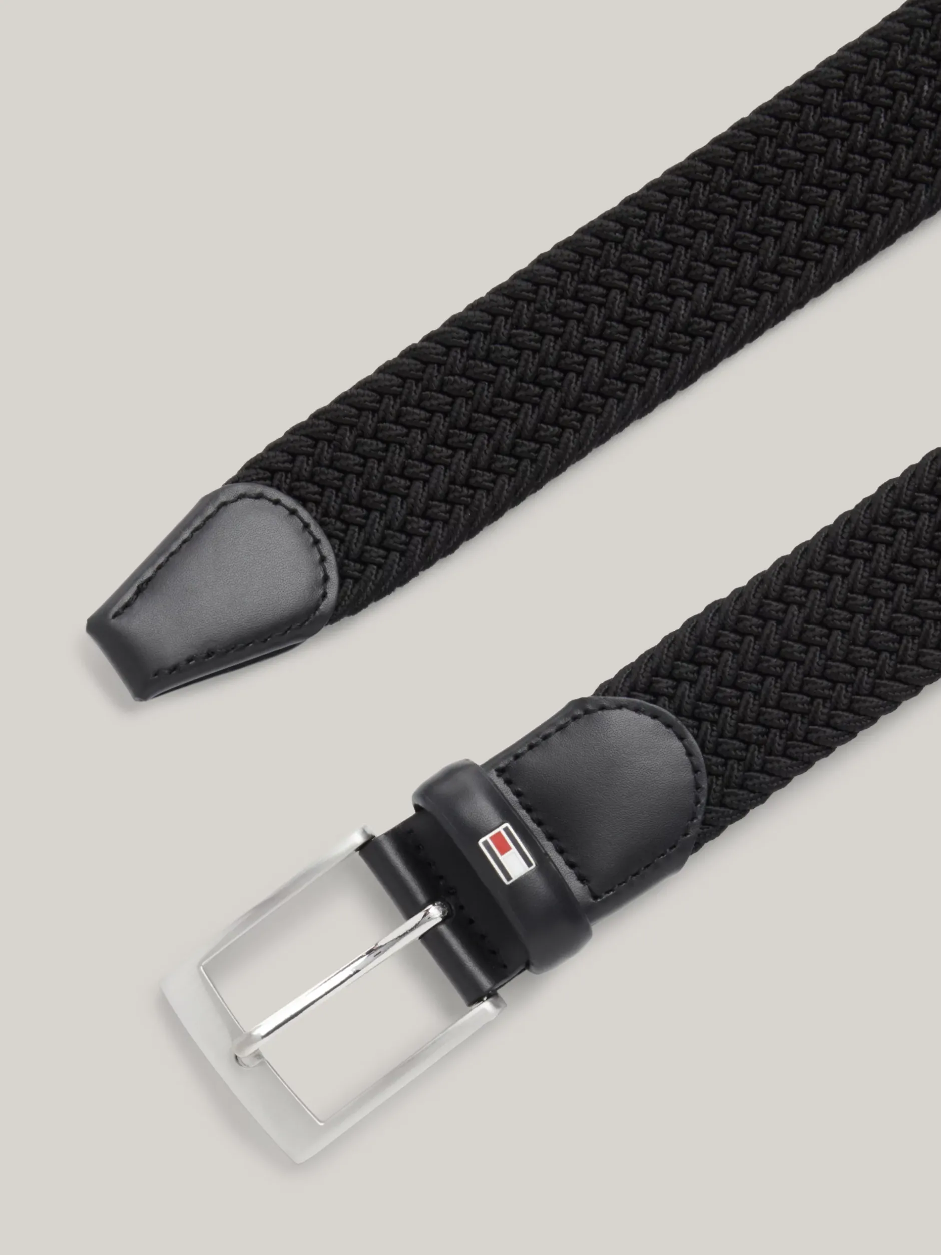 Paski*Tommy Hilfiger Elastyczny Parciany Pasek Adan Z Plecionką BLACK