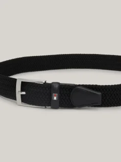 Paski*Tommy Hilfiger Elastyczny Parciany Pasek Adan Z Plecionką BLACK