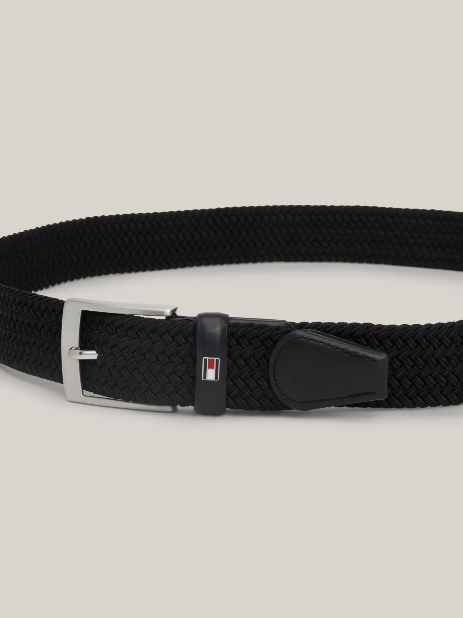 Paski*Tommy Hilfiger Elastyczny Parciany Pasek Adan Z Plecionką BLACK