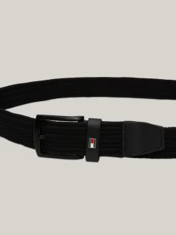 Paski*Tommy Hilfiger Elastyczny Pleciony Pasek BLACK
