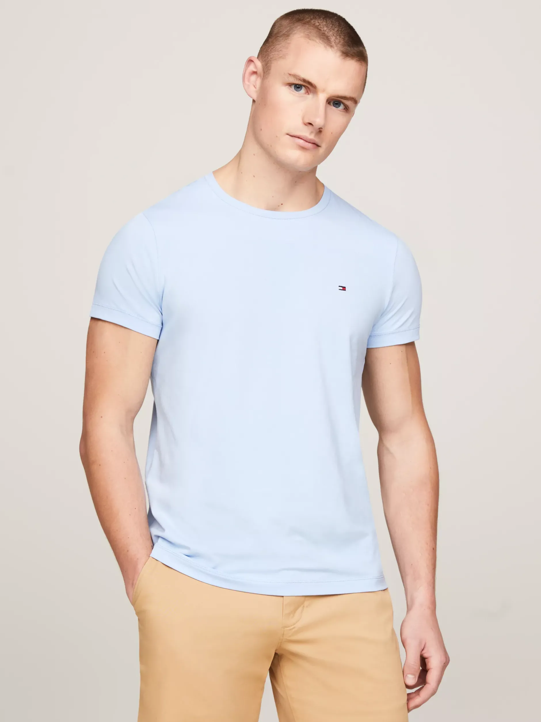 T-Shirty*Tommy Hilfiger Elastyczny T-shirt O Bardzo Wąskim Kroju VESSEL BLUE