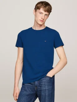 T-Shirty*Tommy Hilfiger Elastyczny T-shirt O Bardzo Wąskim Kroju DEEP INDIGO