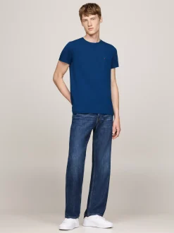 T-Shirty*Tommy Hilfiger Elastyczny T-shirt O Bardzo Wąskim Kroju DEEP INDIGO