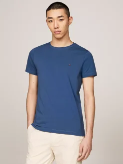 T-Shirty*Tommy Hilfiger Elastyczny T-shirt O Bardzo Wąskim Kroju AEGEAN SEA