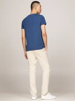 T-Shirty*Tommy Hilfiger Elastyczny T-shirt O Bardzo Wąskim Kroju AEGEAN SEA