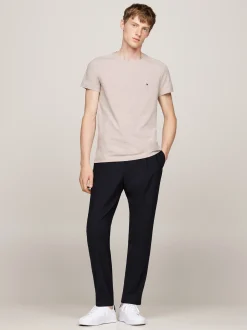 T-Shirty*Tommy Hilfiger Elastyczny T-shirt O Bardzo Wąskim Kroju HEATHERED PEBBLE