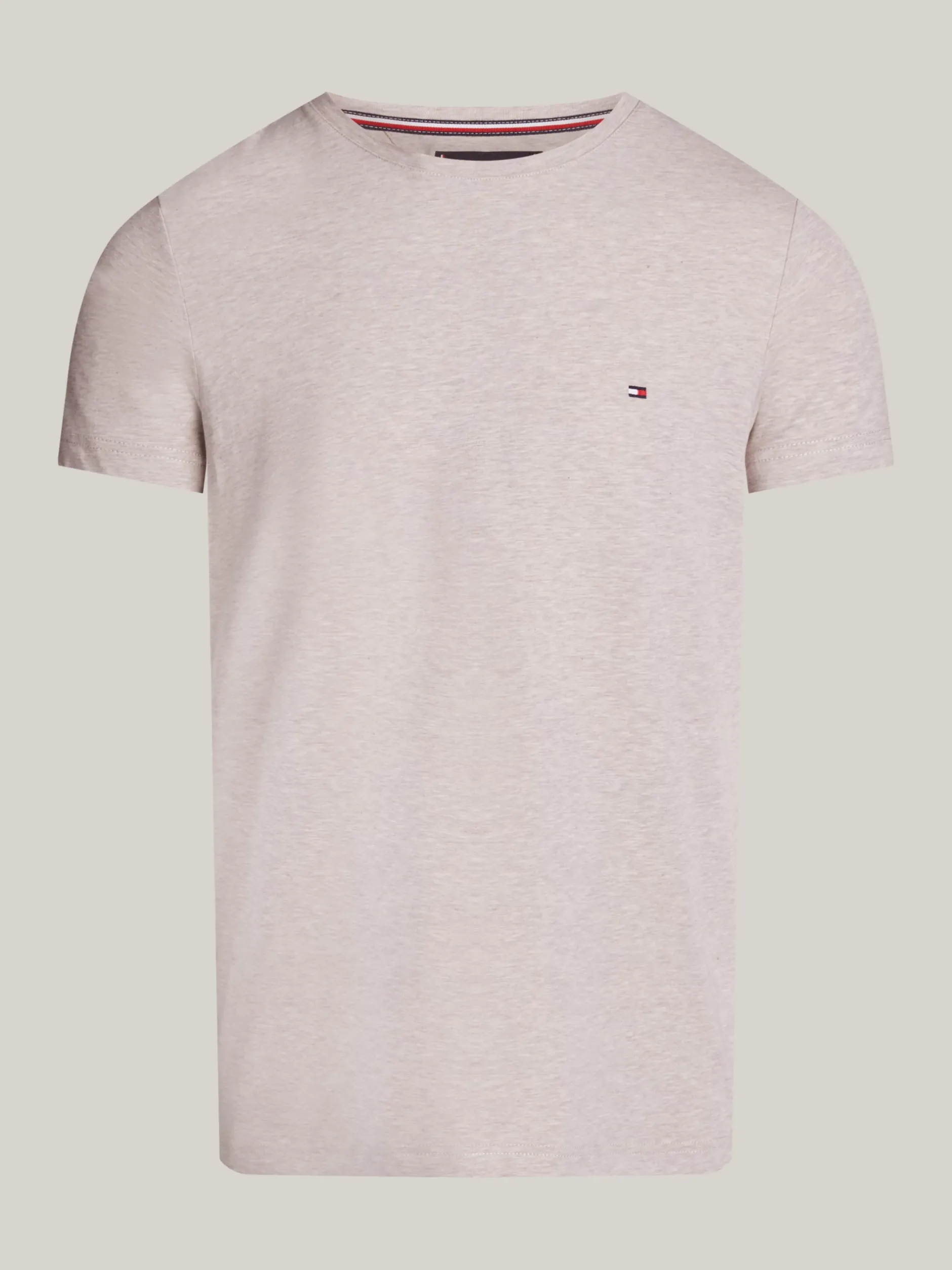 T-Shirty*Tommy Hilfiger Elastyczny T-shirt O Bardzo Wąskim Kroju HEATHERED PEBBLE