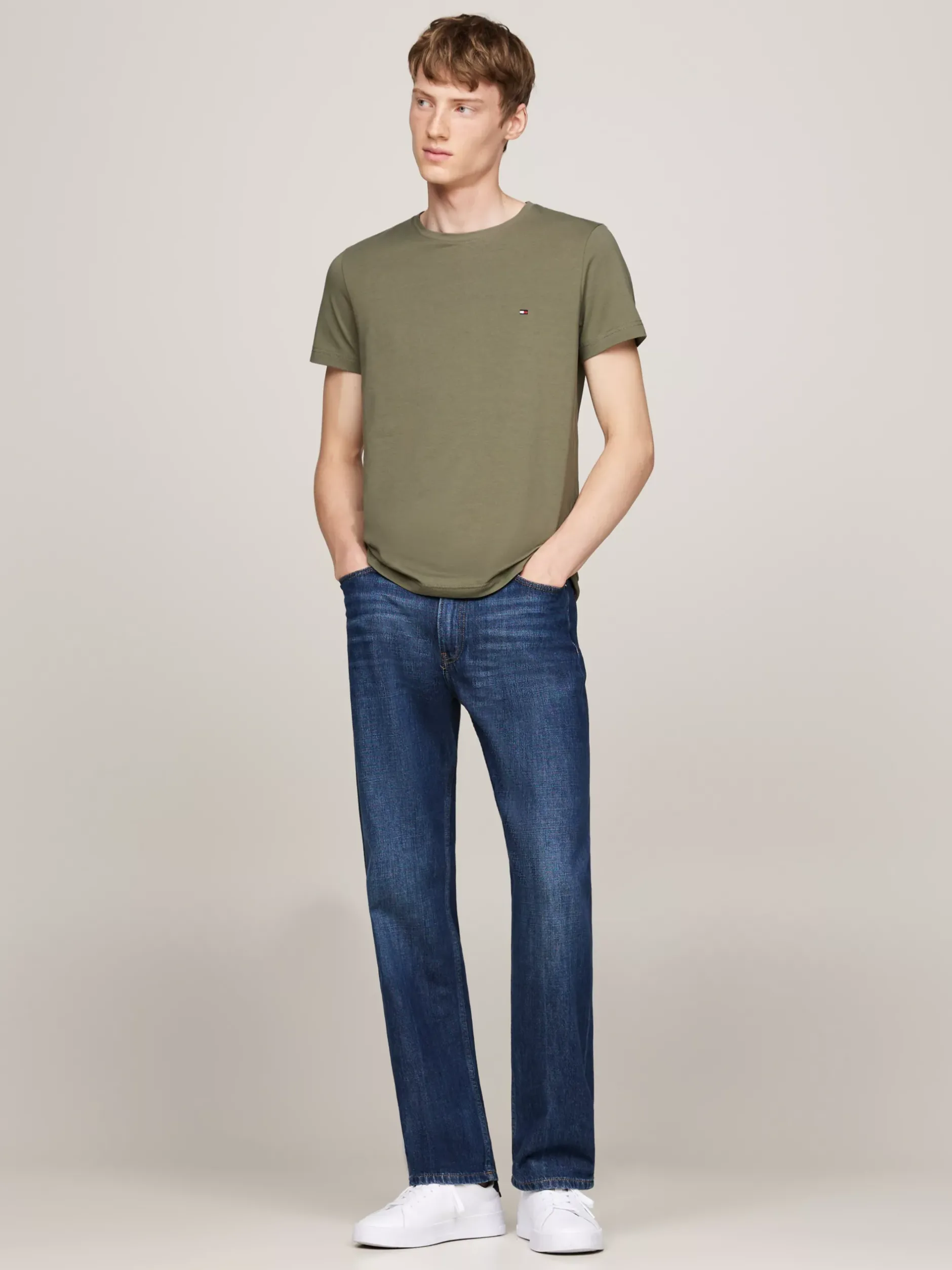 T-Shirty*Tommy Hilfiger Elastyczny T-shirt O Bardzo Wąskim Kroju BATTLE GREEN