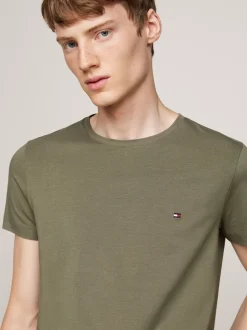 T-Shirty*Tommy Hilfiger Elastyczny T-shirt O Bardzo Wąskim Kroju BATTLE GREEN