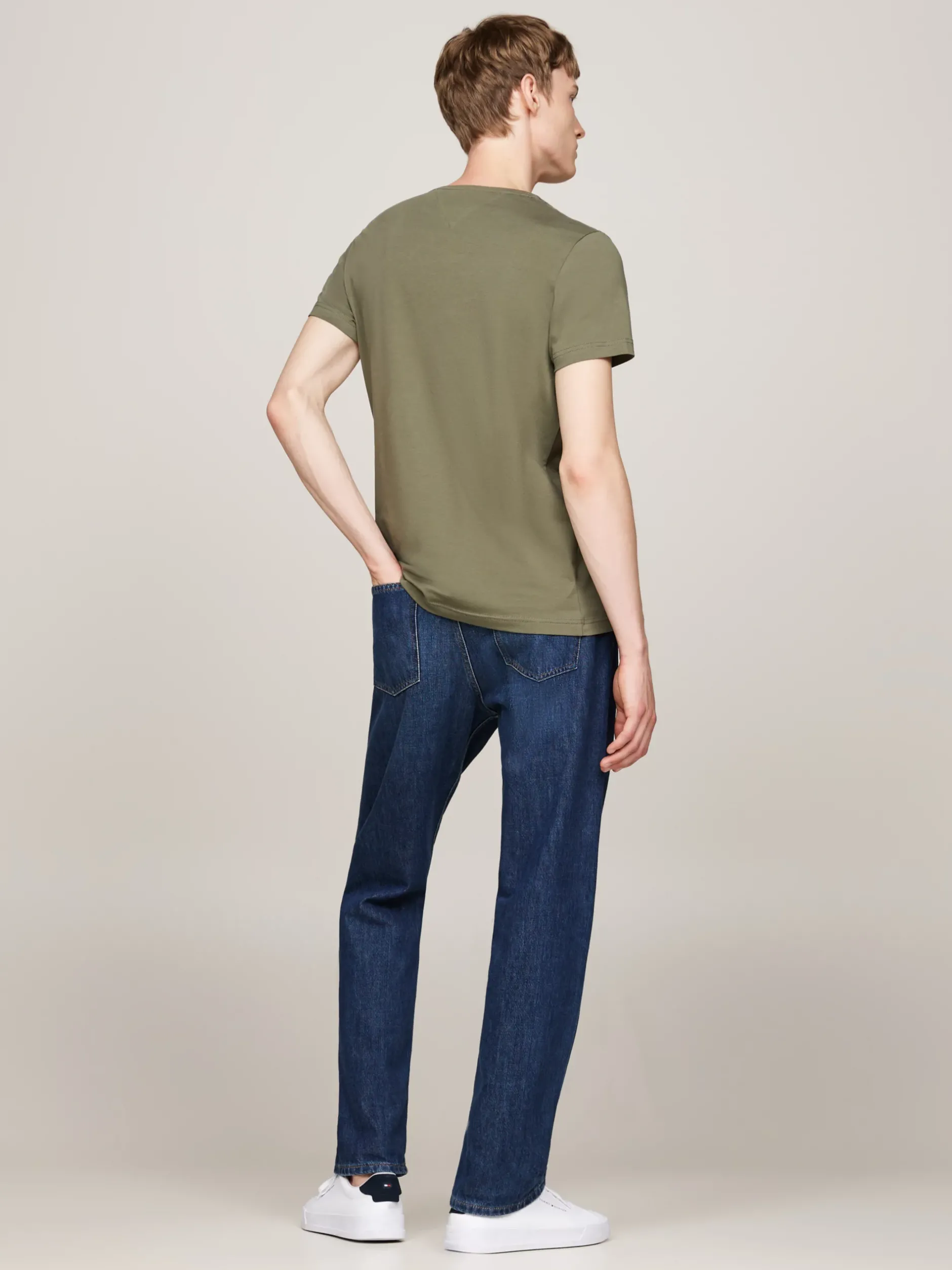 T-Shirty*Tommy Hilfiger Elastyczny T-shirt O Bardzo Wąskim Kroju BATTLE GREEN