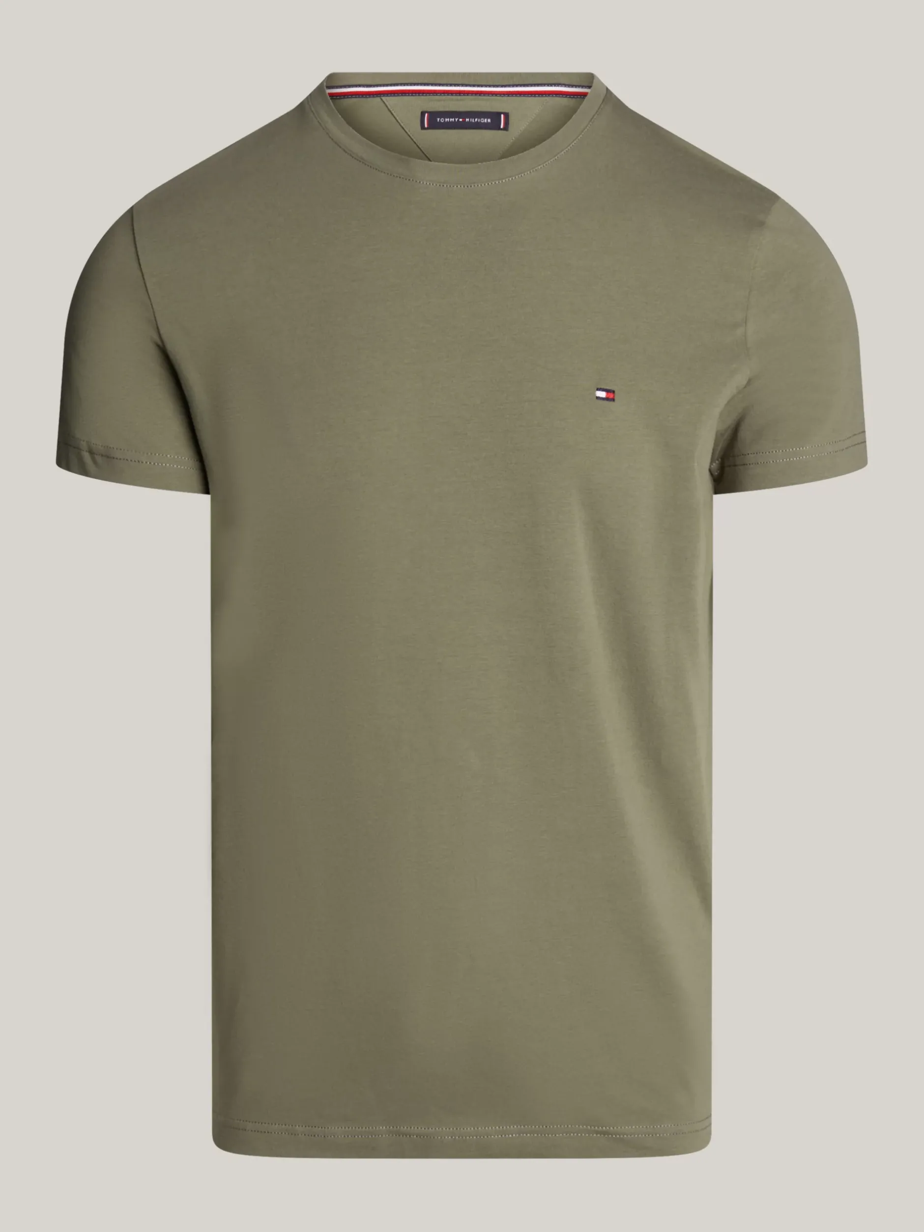 T-Shirty*Tommy Hilfiger Elastyczny T-shirt O Bardzo Wąskim Kroju BATTLE GREEN
