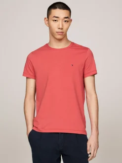 T-Shirty*Tommy Hilfiger Elastyczny T-shirt O Bardzo Wąskim Kroju TERRA RED